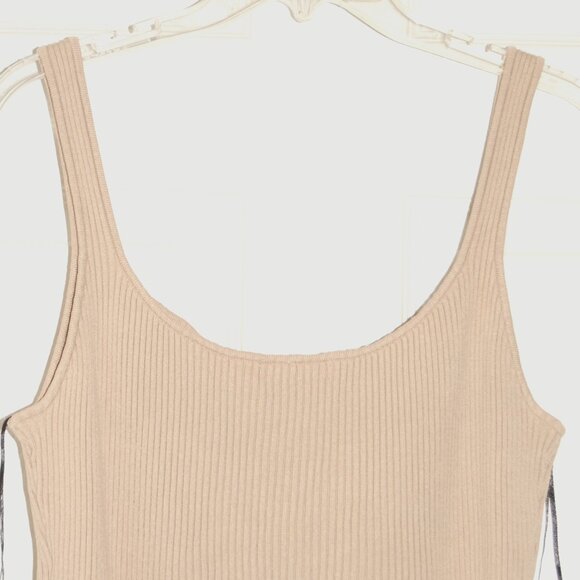 H&M Women Size L (Bust: 42" Plus) Slim Fit Tan Crop Knit Tank - Picture 4 of 4